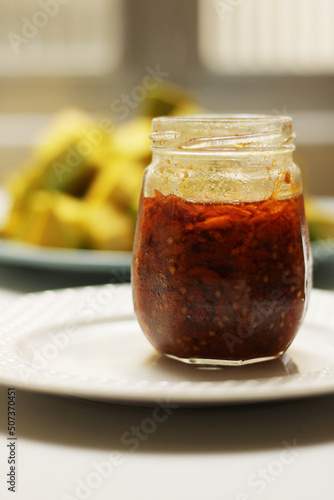 homemade pepper sauce jar