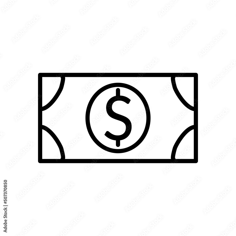 Banknot dolarowy, pieniądze, waluta, finanse, ikona wektorowa Banknot dolarowy, pieniądze, waluta, finanse, ikona wektorowa