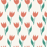 Illustration of watercolor tulips. Watercolor botanical illustration isolated. Pattern and seamless background.