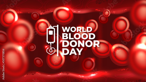 World Blood Donor Day, Realistic Blood Cells Background