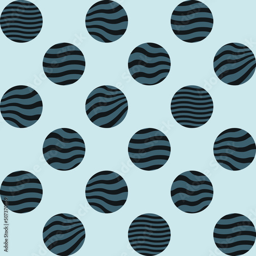 Wavy stripes pattern balls seamless abstract vector background. Black and grey color zebra polka dots texture. Repeating striped monochrome marble balls for wrapping paper, fabric and decoration