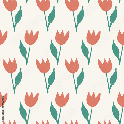 Illustration of watercolor tulips. Watercolor botanical illustration isolated. Pattern and seamless background.