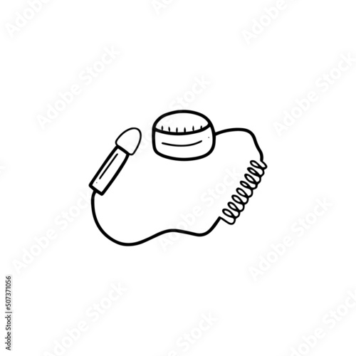 Leash for sup surfing in doodle style. Vector illustration on white background