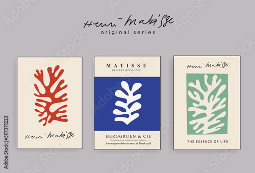 Matisse Abstract Art Set, Aesthetic Modern Art, Boho Decor, Minimalist Art, Illustration, Vector, Poster, Postcard. Collection for decoration. Vector all isolated. Set of abstract trendy creative art.