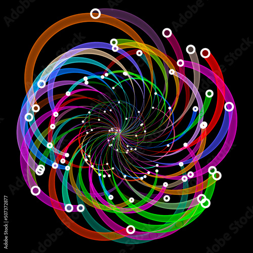 Colored radial curved lines. Illustration. photo