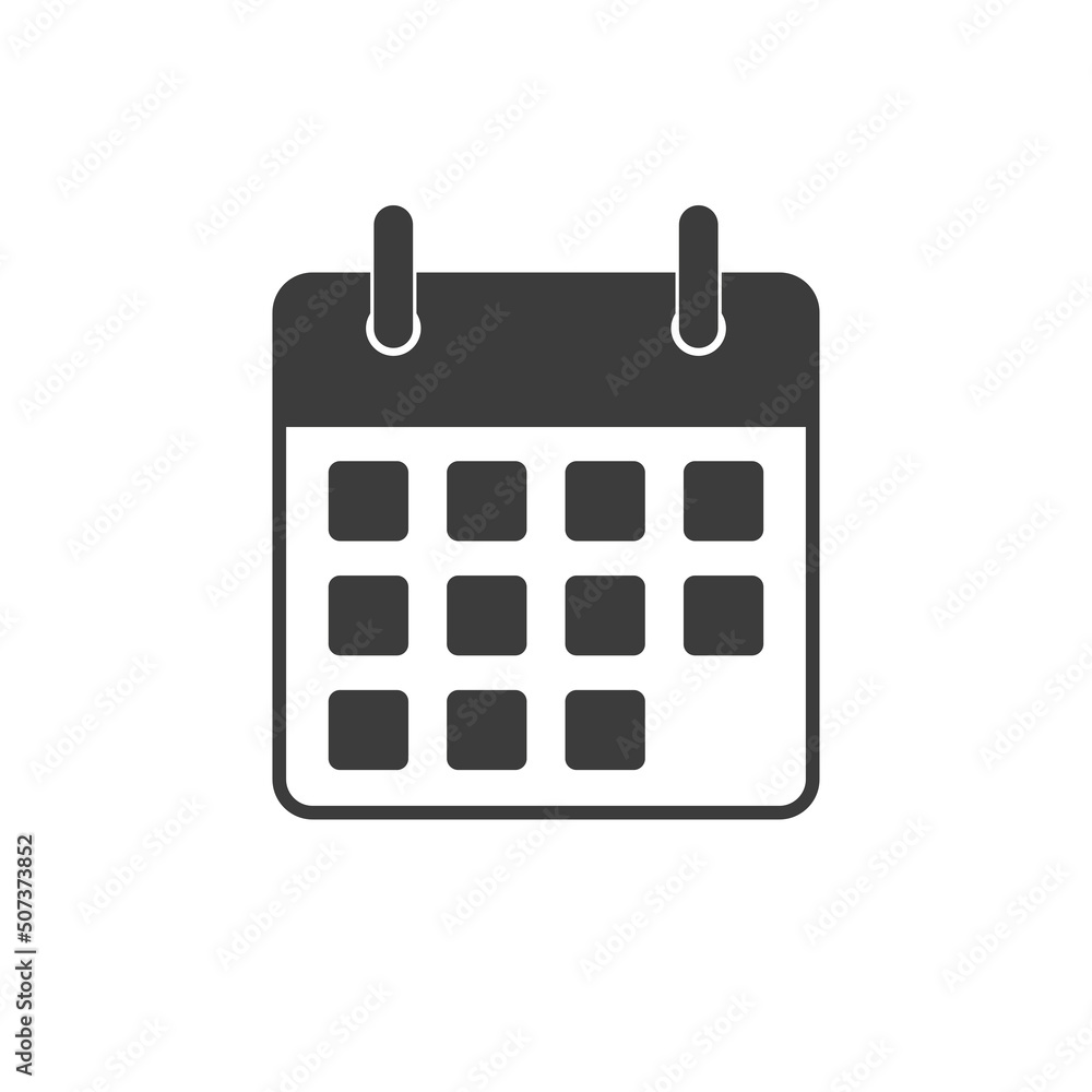 Flat calendar icon. Black vector illustration isolated on white background. Flat calendar icon. Black vector illustration isolated on white background.