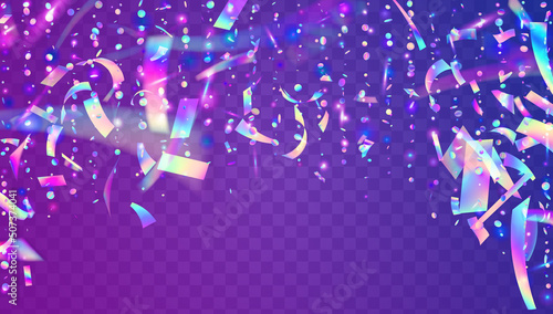 Bokeh Tinsel. Retro Element. Pink Disco Glare. Carnival Texture. Transparent Effect. Unicorn Foil. Party Prismatic Template. Flying Art. Blue Bokeh Tinsel