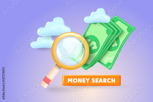 Exaggeration of profit illustration concept. Searching money, wealth, finance, idea, searching new wats to make money