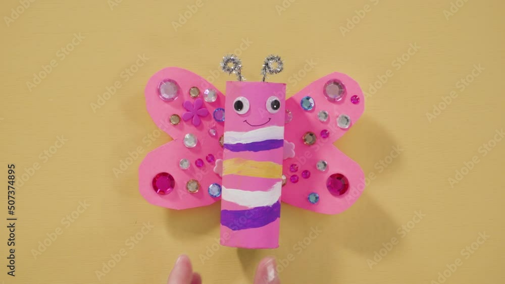 Papercraft project. Colorful bugs made out of empty toilet rolls. Papercraft project. Colorful bugs made out of empty toilet rolls.