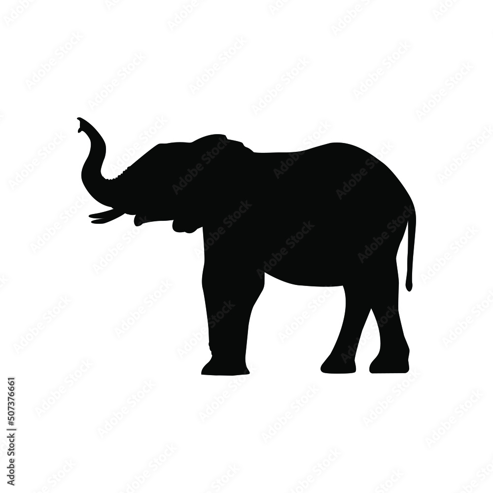 A collection of silhouettes of African animals. Giraffe, elephant, antelope, rhino, camel, leopard, gazelle, mountain goat, leopard. Vector illustration.