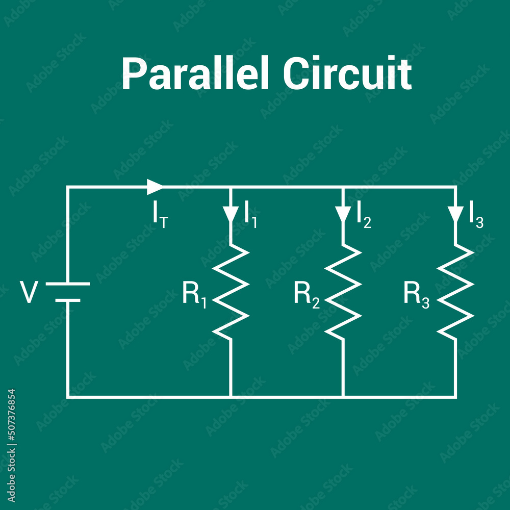three parallel resistors in circuit Stock Vector Adobe Stock