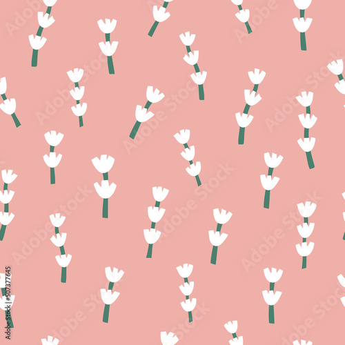 Abstract seamless patterns with vintage groovy daisy flowers on pink background. Retro floral vector background surface design, textile, stationery, wrapping paper, covers. 60s, 70s, 80s style