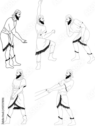 Man in different poses on a transparent background