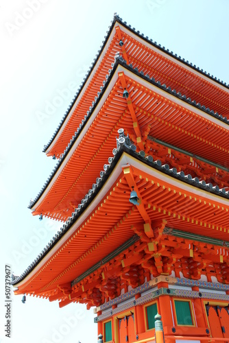 Japanese Shinto Pagoda Shrine with clear blue sky 