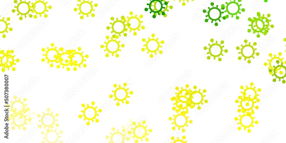 Light green, yellow vector backdrop with virus symbols. Light green, yellow vector backdrop with virus symbols.
