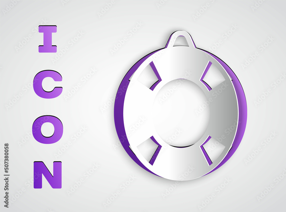 Paper cut Lifebuoy icon isolated on grey background. Lifebelt symbol. Paper art style. Vector Paper cut Lifebuoy icon isolated on grey background. Lifebelt symbol. Paper art style. Vector