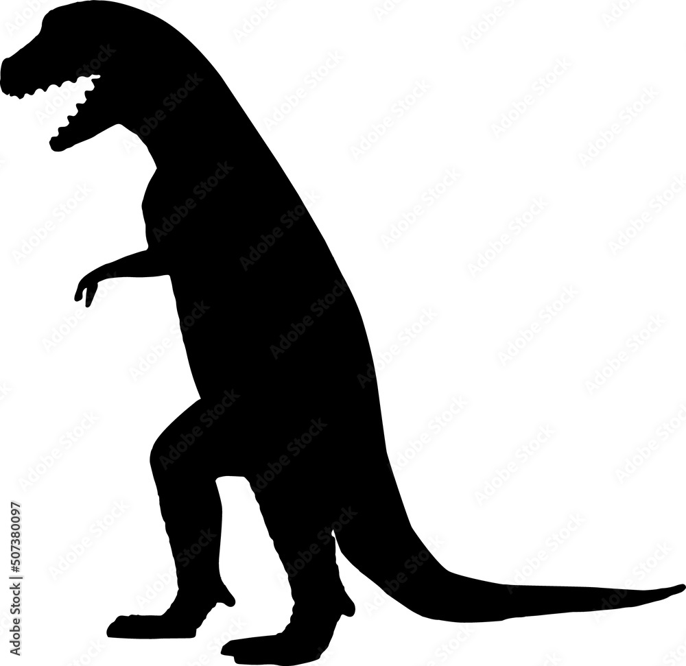 Dinosaur silhouette. Vector dinosaur silhouette isolated on white background. Standing dino logo icon, side view