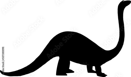Dinosaur brachiosaurus silhouette. Vector dinosaur silhouette isolated on white background. Standing dino logo icon, side view.