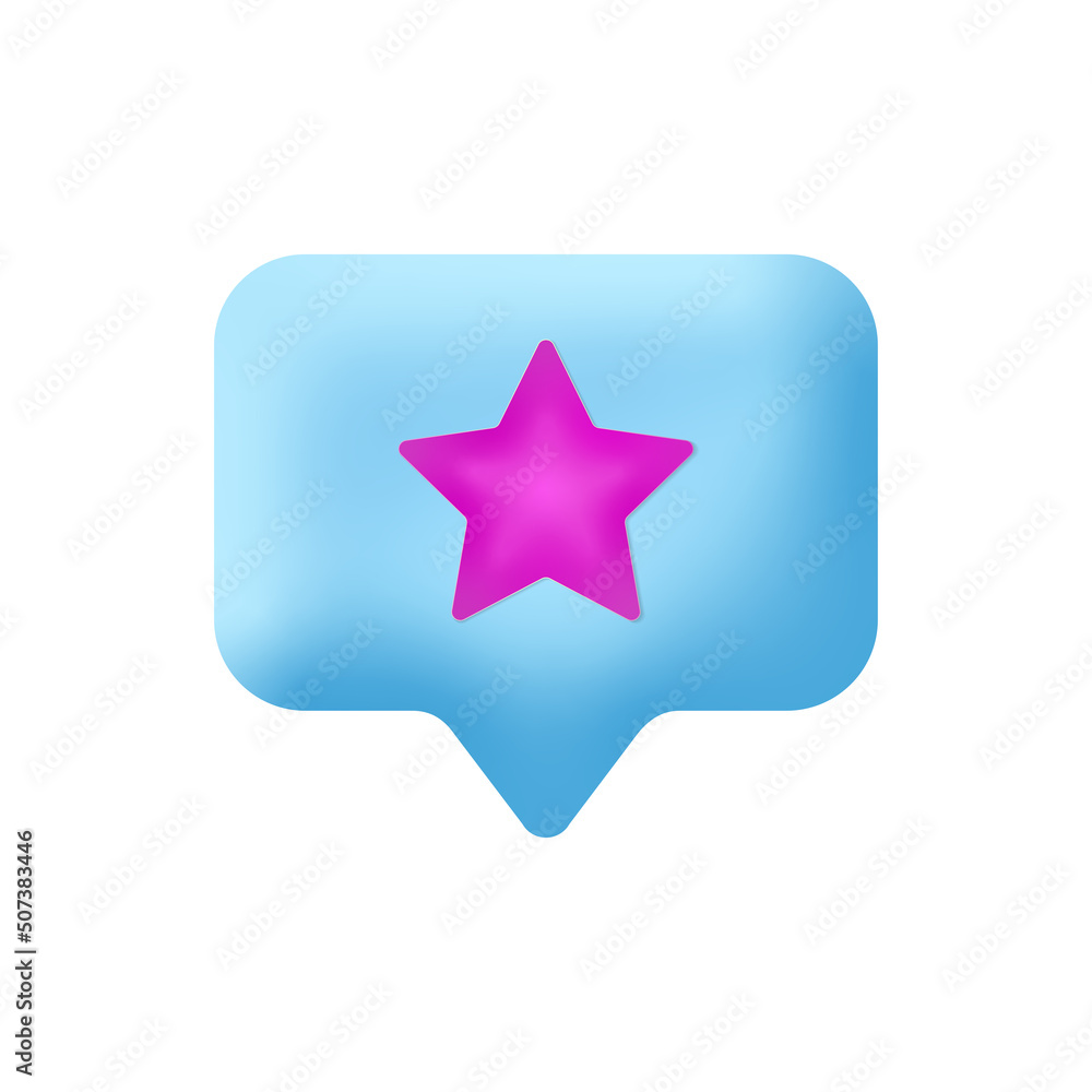 chat silhouette, social media notification, star icon, Cartoon style, 3d rendering chat silhouette, social media notification, star icon, Cartoon style, 3d rendering