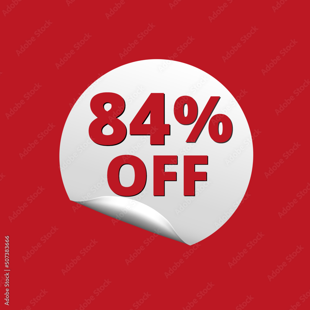 84% off with red background and white sticker at amazing discount sale 84% off with red background and white sticker at amazing discount sale