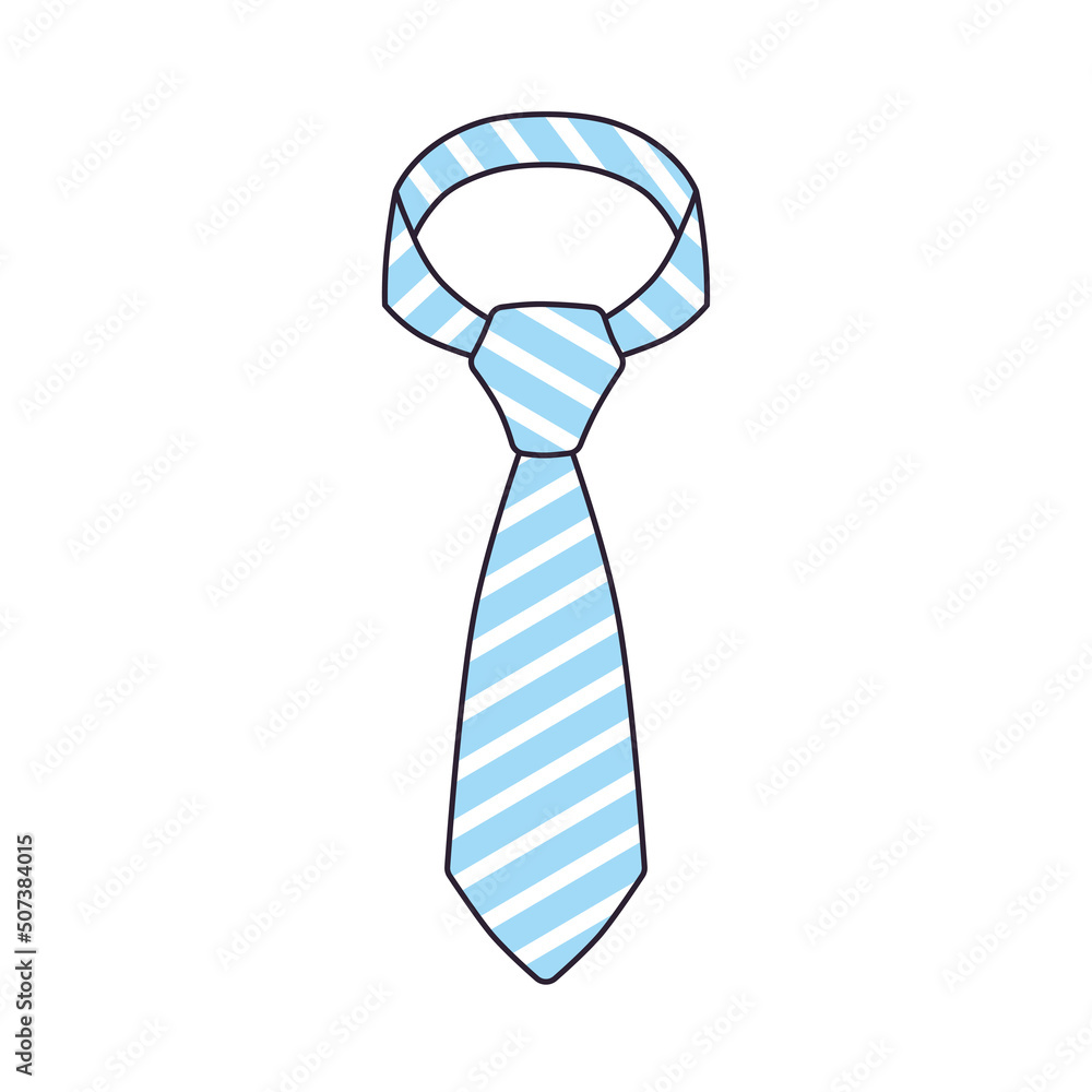 Blue striped tie isolated cartoon vector icon