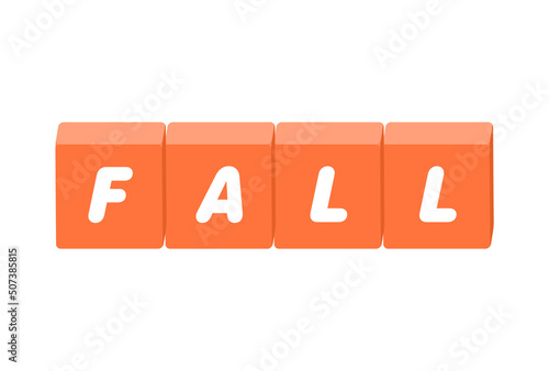 FALLの文字が入ったブロックのイラスト - 秋のデコレーション素材
