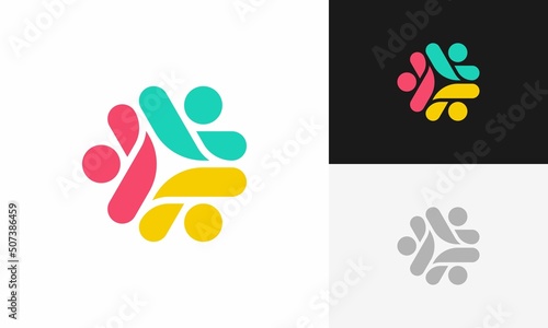 abstract people and human family logo design vector	
