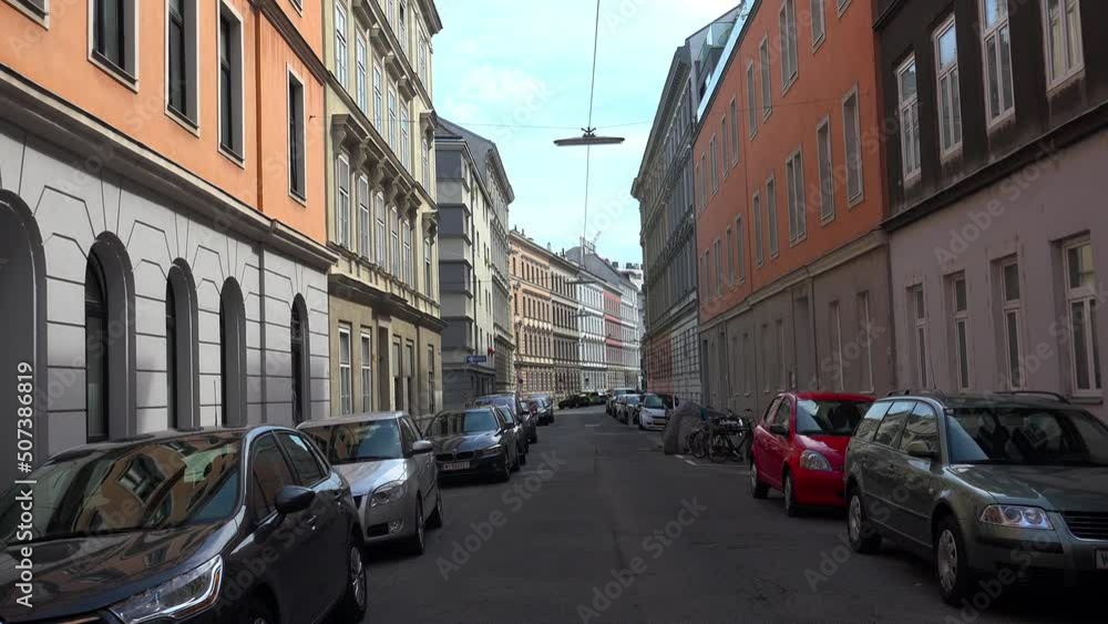 Ancient narrow street in central Vienna. Old town. Austria. 4K. Ancient narrow street in central Vienna. Old town. Austria. 4K.