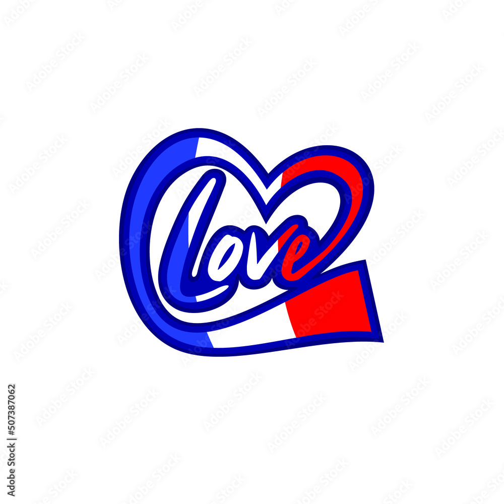 Love france flag blue white red heart color good for logo icon and T shirts design. travel tourism event country Love france flag blue white red heart color good for logo icon and T shirts design. travel tourism event country