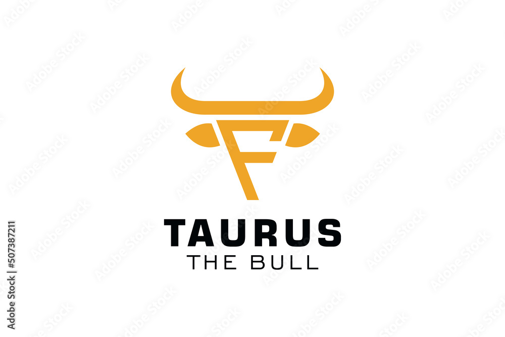 Letter F logo, Bull logo,head bull logo, monogram Logo Design Template Element