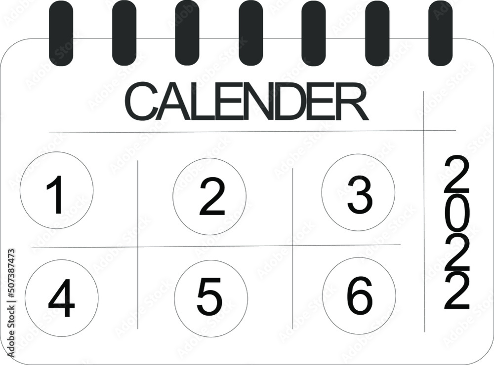 Calender 2022 Black and White Design Vector