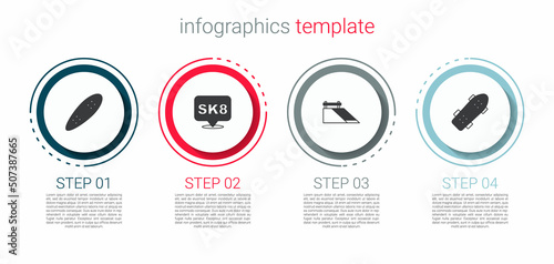 Set Longboard or skateboard, Skateboard, park and . Business infographic template. Vector