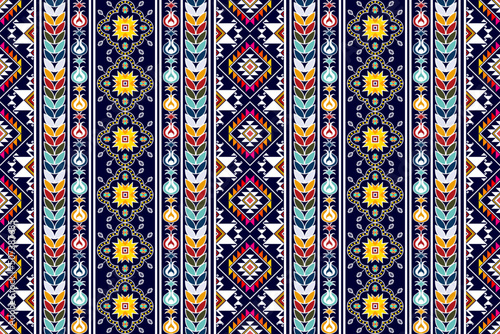 Ikat ethnic textile seamless pattern design. Aztec fabric carpet mandala ornaments textile decorations wallpaper. Textile tribal boho native turkey traditional embroidery vector background 