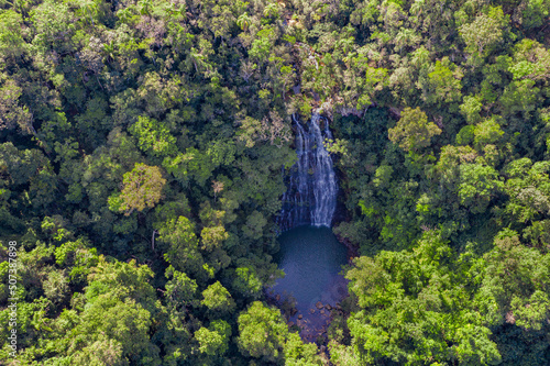Aerial view from the Salto Cristal one of the most beautiful waterfalls in Paraguay near the town of La Colmena.