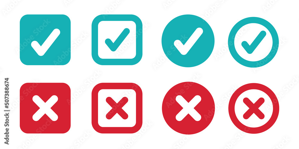 Checkmark and wrong cross mark icon Checkmark and wrong cross mark icon