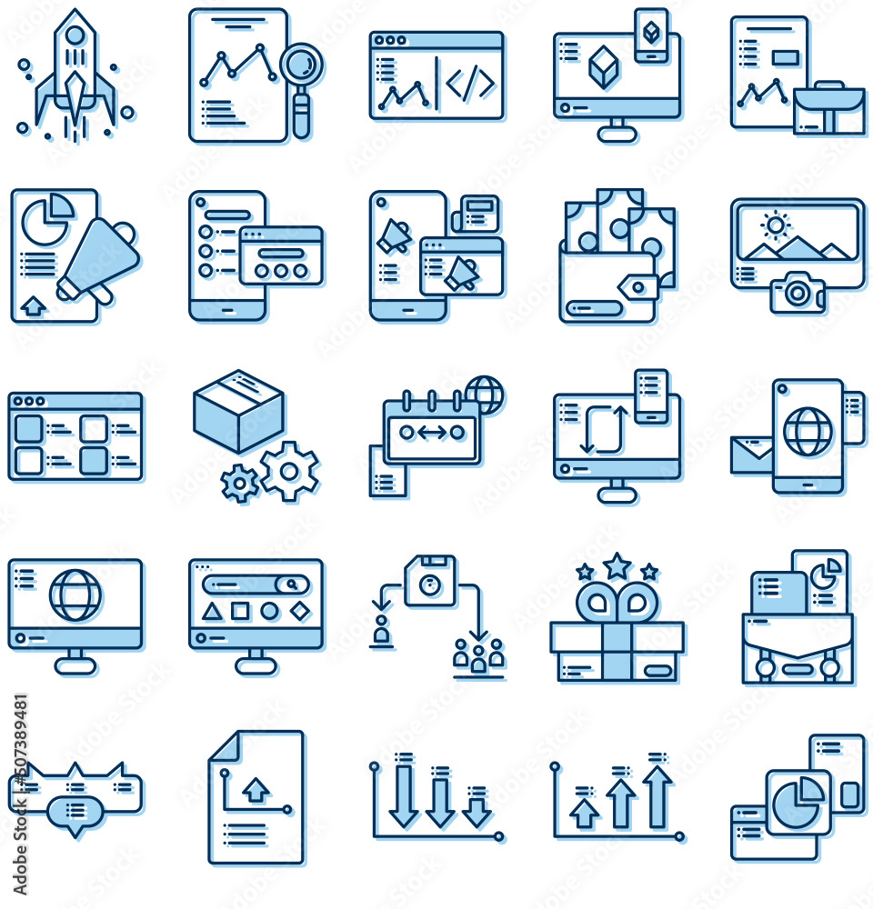 collection of start up icons and business report collection of start up icons and business report