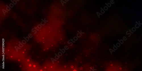 Dark Orange vector pattern with abstract stars.