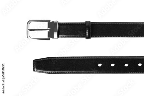 Black leather belt isolated