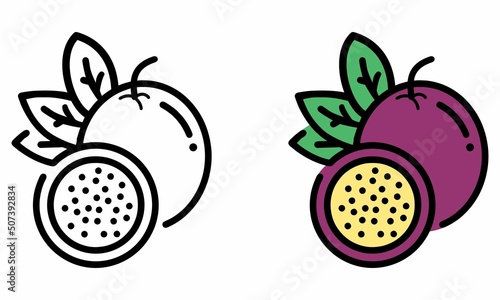 Illustration Vector Graphic of passion fruit, fruit  icon