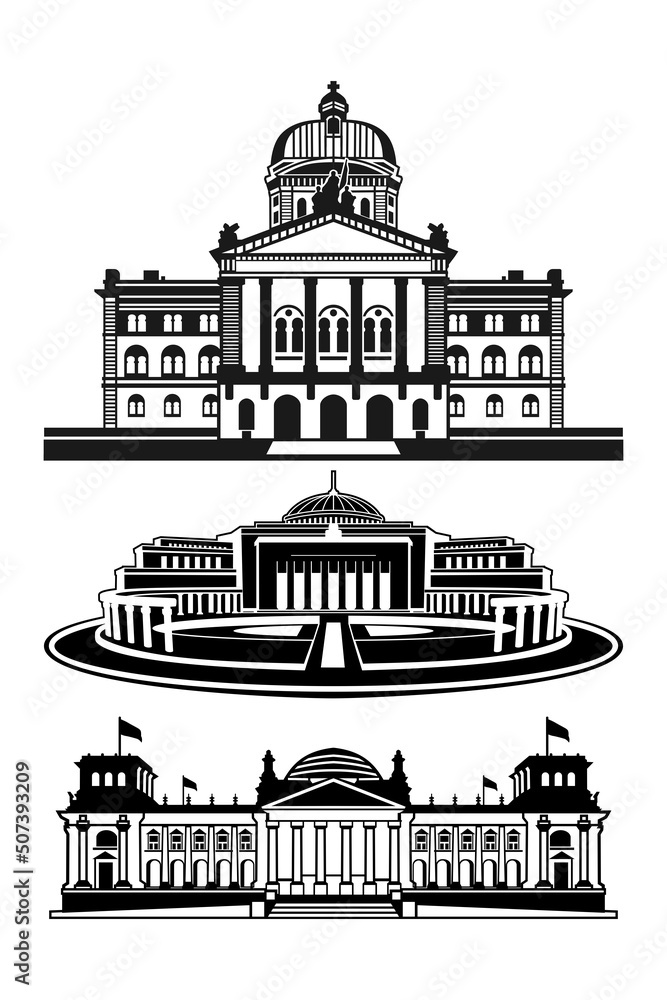 Parliament Building illustration silhouette vector