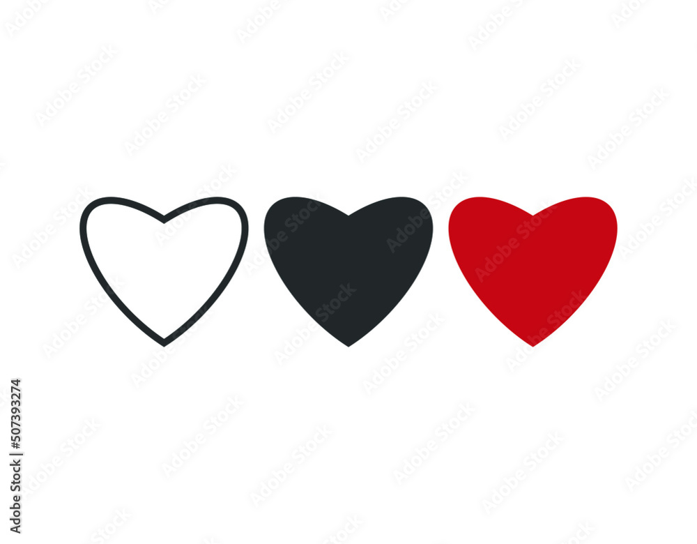 Collection of Love Heart Symbol Icons.