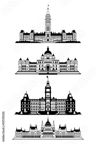 Parliament Building illustration silhouette vector