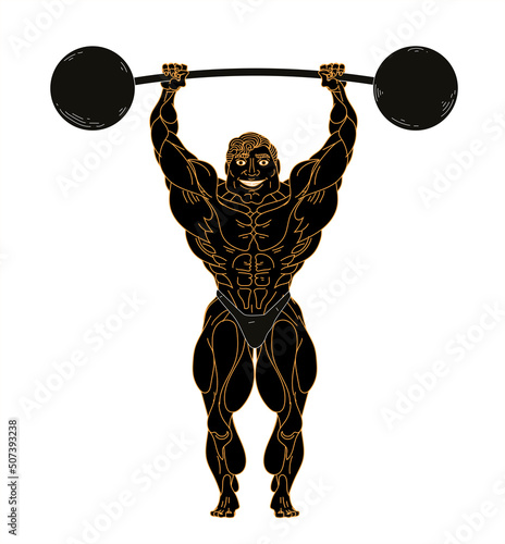strong bodybuilder lifting iron weights