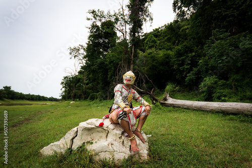 Nakhon Sawan, Thailand, 22 May 2022, the Thai Khon Hanuman show. photo