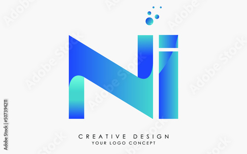 NI letter logo design template vector