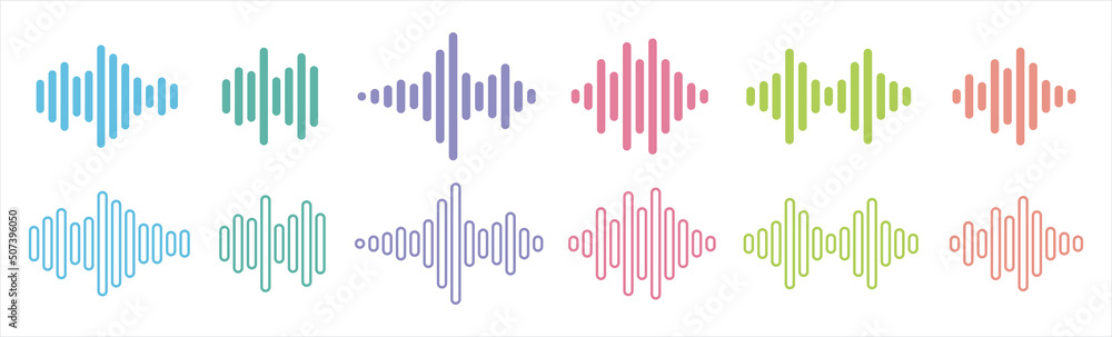 Sound Wave icons set. Radio Waves symbol. Music equalizer signs. Soundwave vector illustration Sound Wave icons set. Radio Waves symbol. Music equalizer signs. Soundwave vector illustration