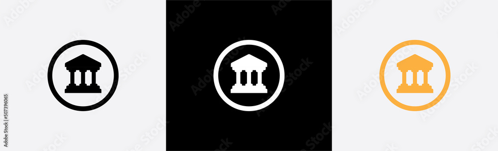Courthouse icon. Court house law symbol, buttons, vector illustration