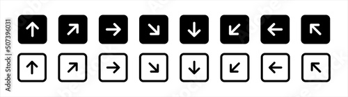 Navigation arrow icons set. Control buttons for app and web design. Vector illustration.