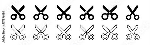 Scissors icons set. Cutting scissors symbol, vector illustration