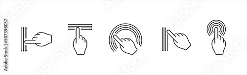 Hand gesture icons for touchscreen devices.